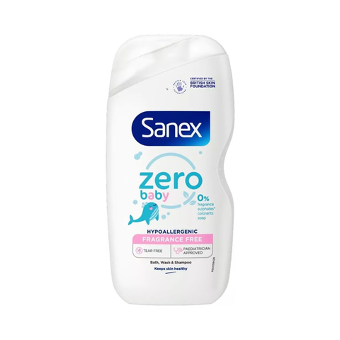 Sanex Zero% Baby Hypoallergenic Fragrance Free Bath Foam & Shampoo 450ml in UK